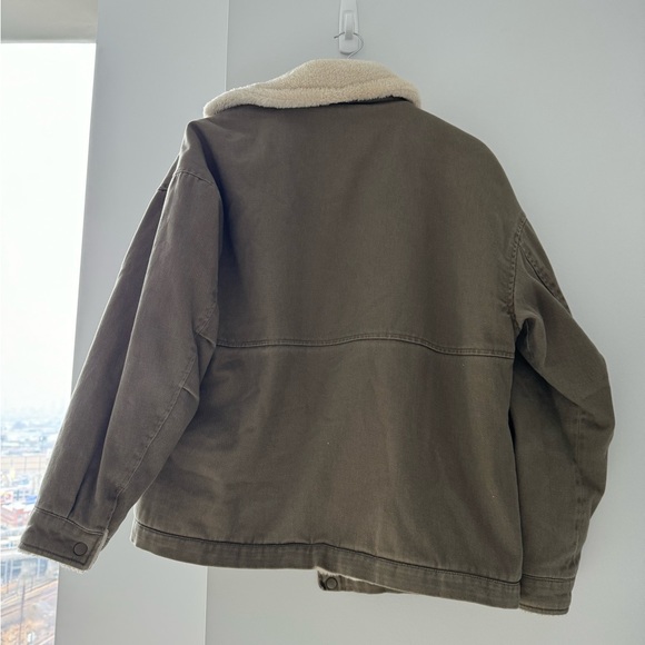 Zara Double Faced Cotton Jacket with Faux Shearling - Picture 4 of 7